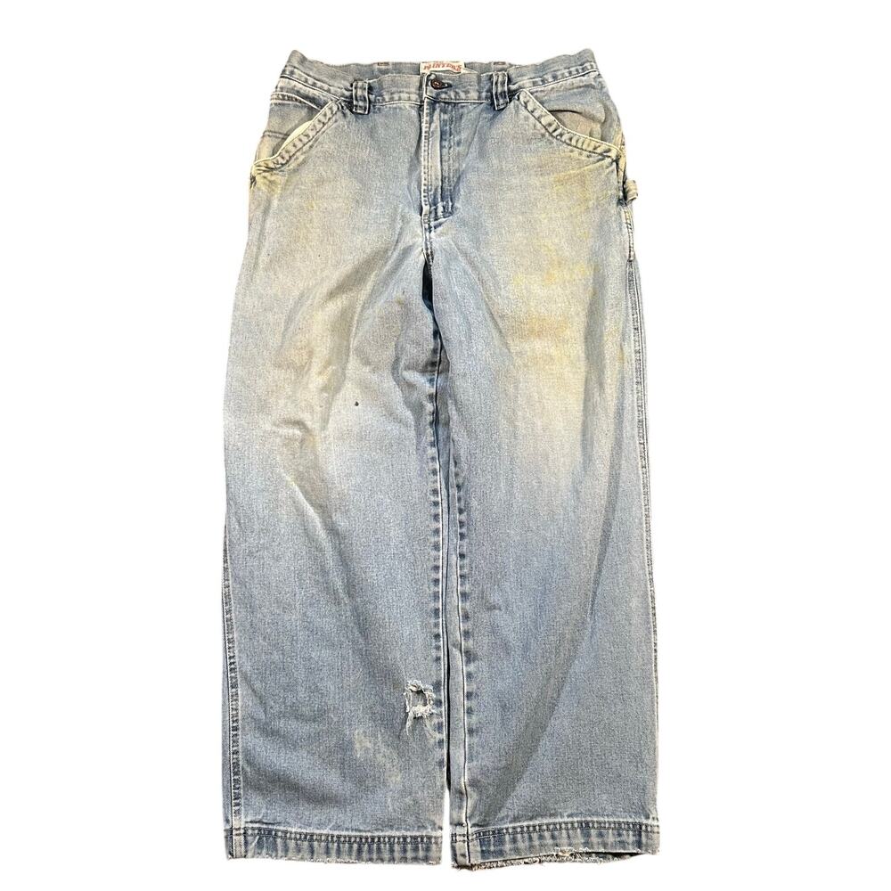 Vintage Y2K  Baggy Wide Leg Jeans Painter Carpenter 36x30 Old Navy Faded Mens